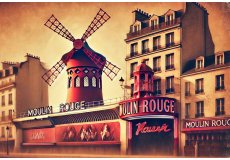 Magnet moulin rouge dessin vintage